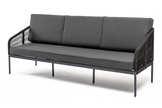 MR1002045 диван 3-местный плетеный из роупа, каркас алюминий темно-серый шагрень, роуп темно-серый